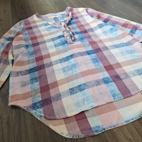 💙 Anthropologie Isabella Sinclair Soft Ruffle Hanley Top 100% Cotton Cottage - Picture 7 of 9